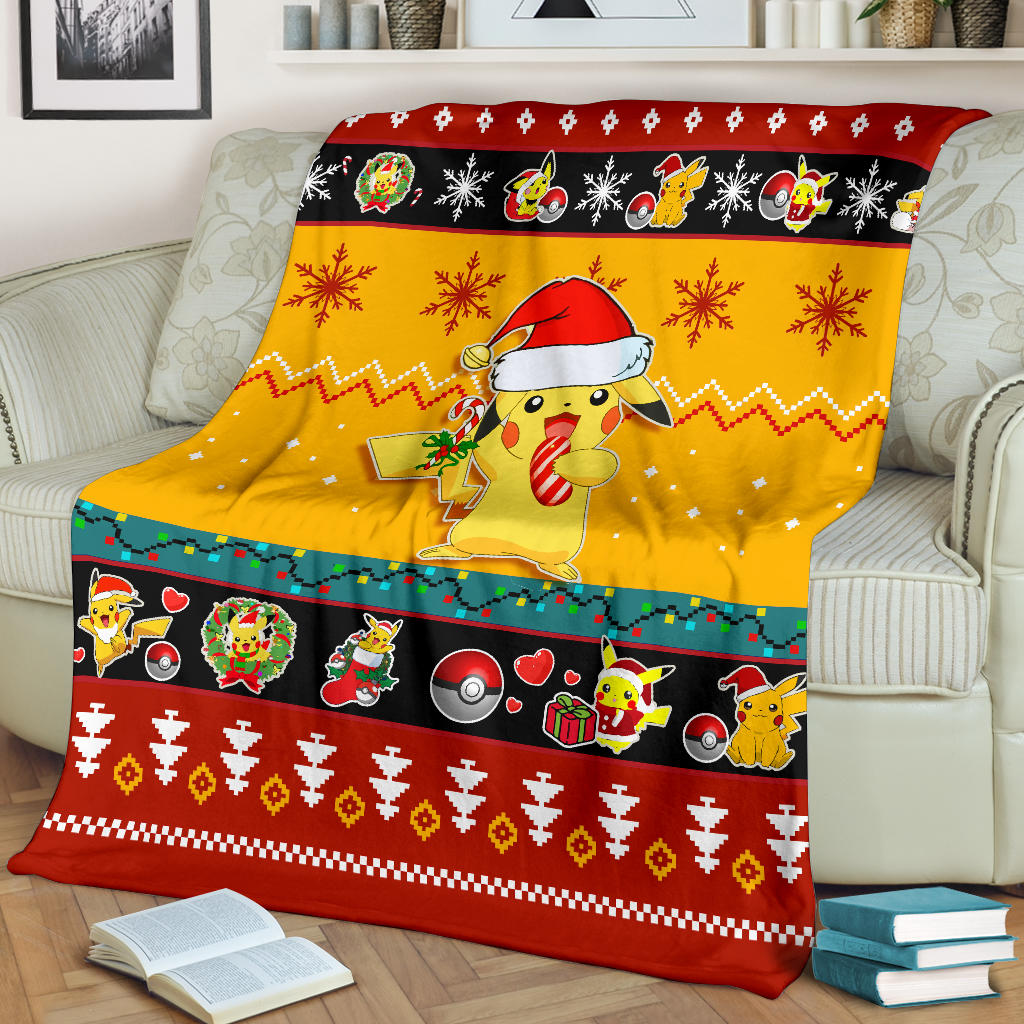 Pikachu Yellow Christmas Blanket Amazing Gift Idea