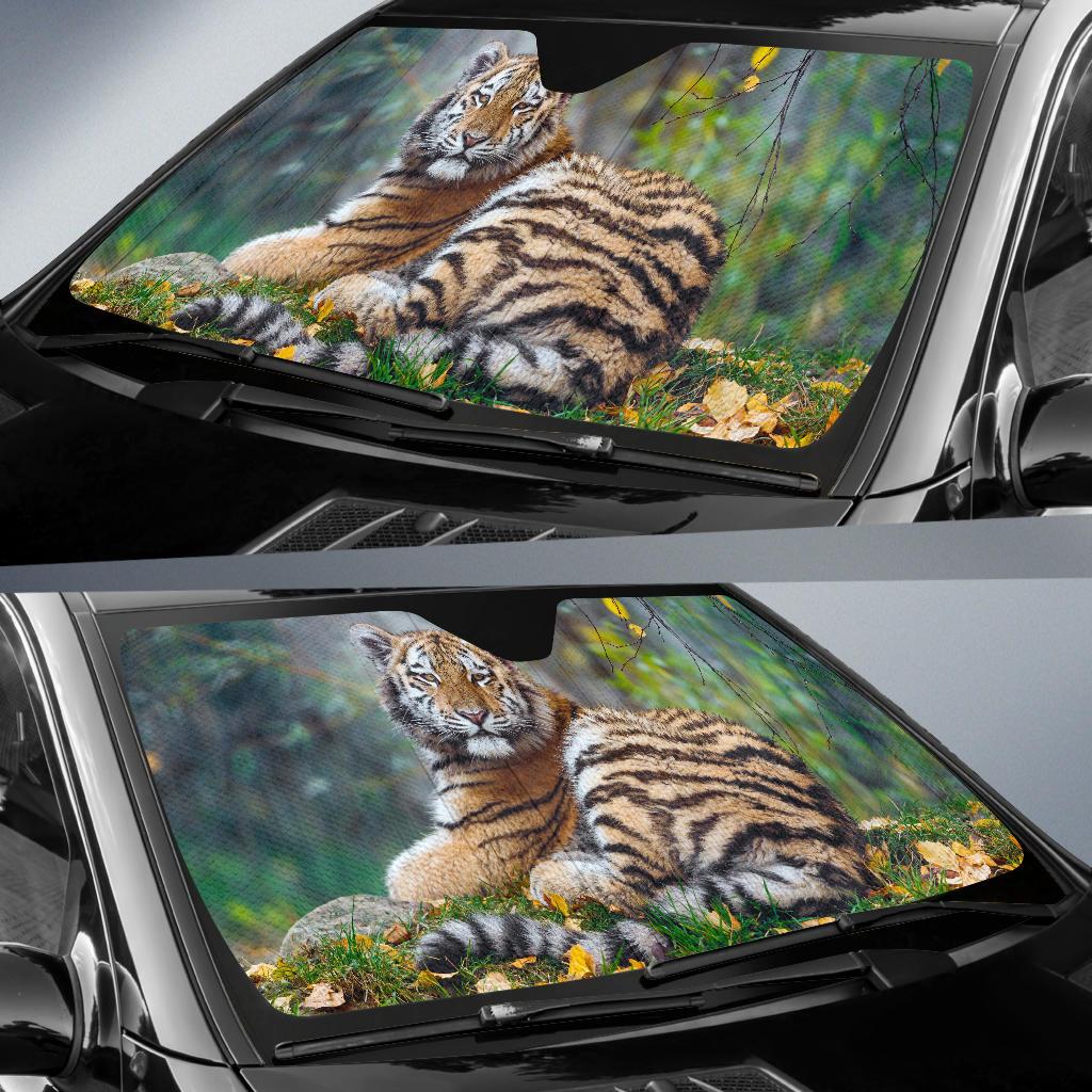 Tigress Cub Young Autumn 4K 5K Car Sun Shade Gift Ideas 2022