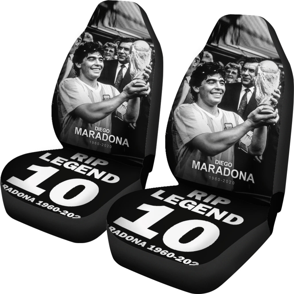 Black And White Diego Armando Maradona 10 Rip 1969 2022 Car Seat Covers Gift For Fooball