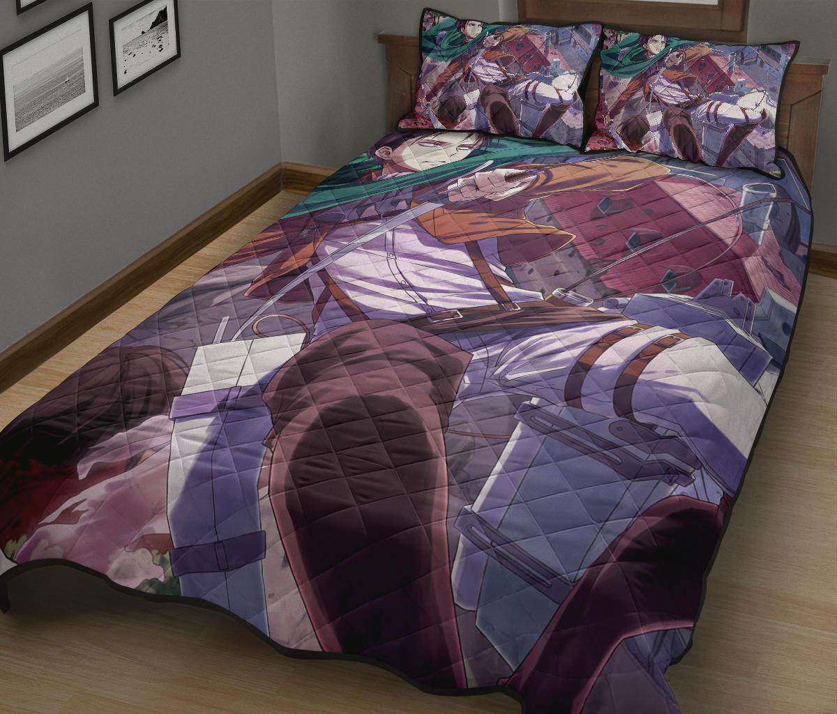 Attack On Titan 4 Anime Quilt Bed Set Pillow Case Amazing Decor Gift Ideas