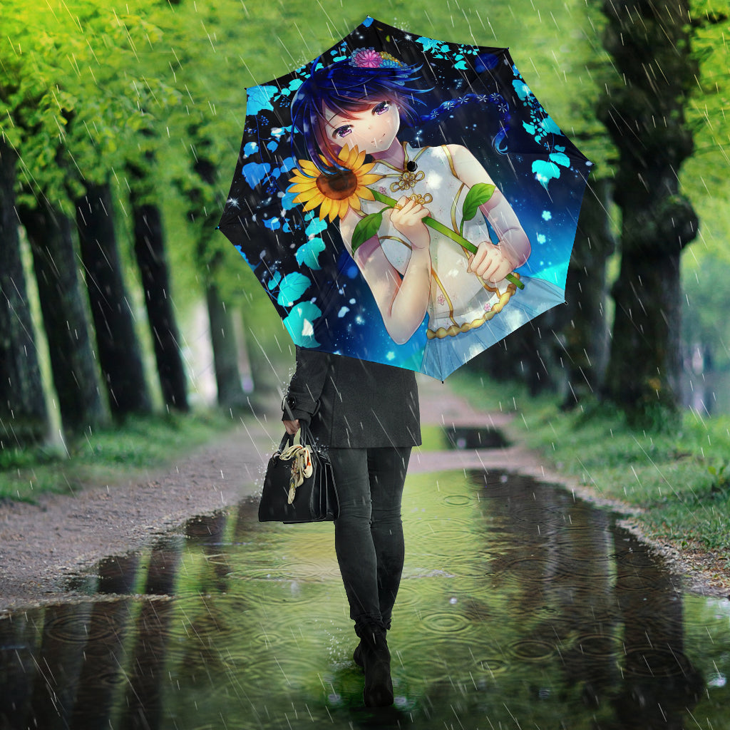 Anime Girl Sunflower Umbrella 2021