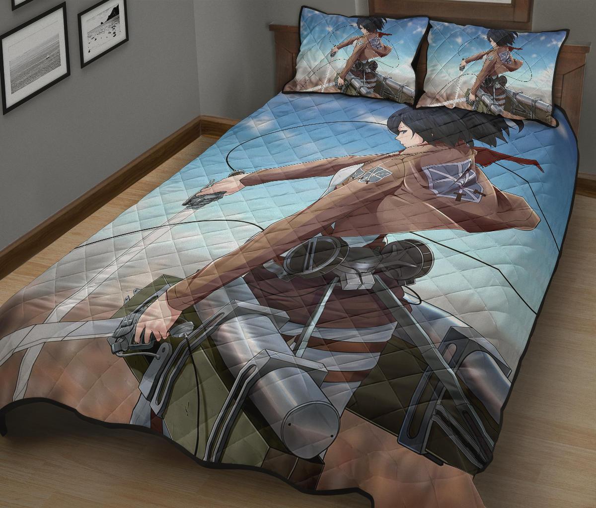 Attack On Titan 5 Anime Quilt Bed Set Pillow Case Amazing Decor Gift Ideas