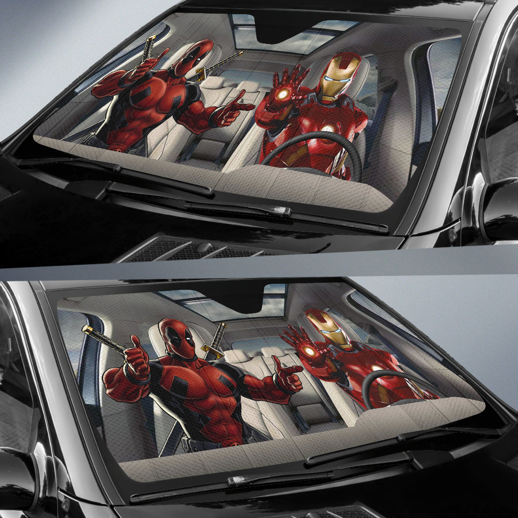 Deadpool And Iron Man Auto Sun Shade