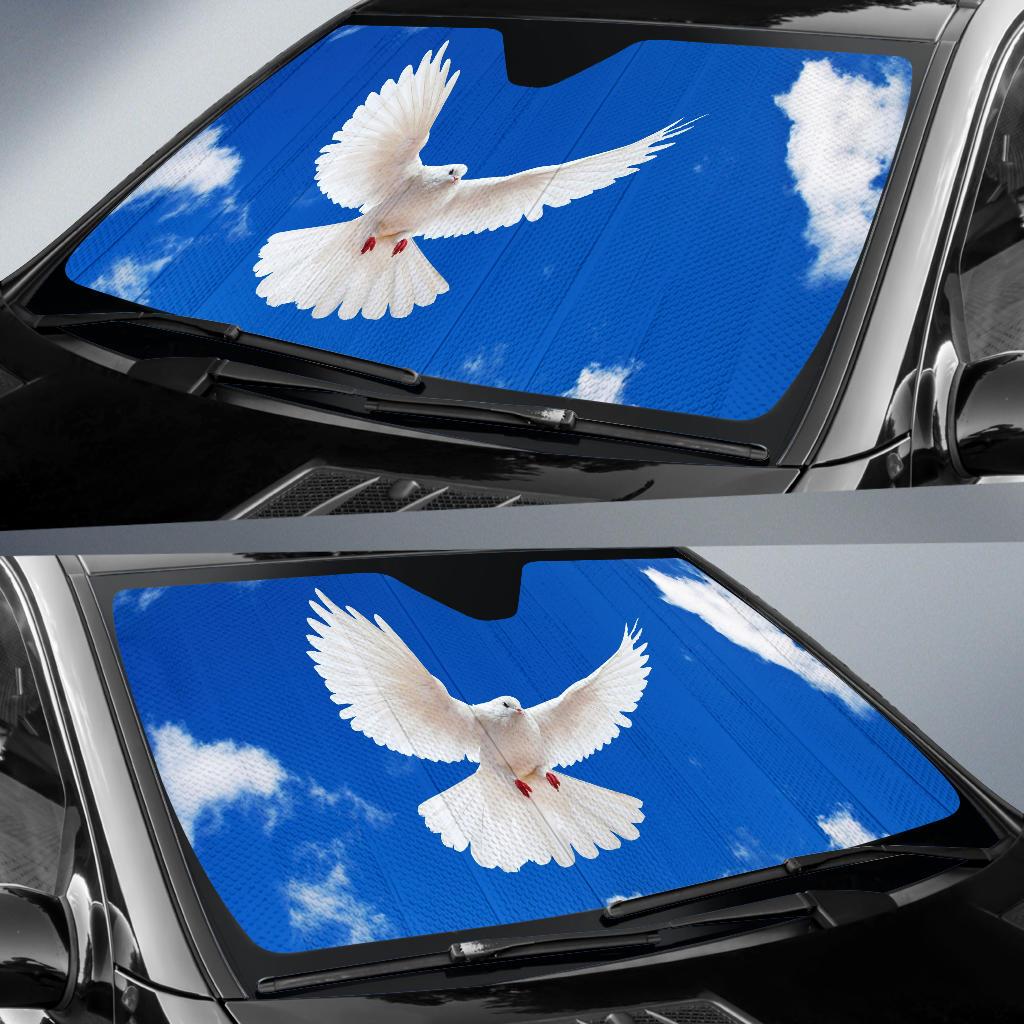 White Dove Blue Sky Clouds Hd Car Sun Shade Gift Ideas 2022