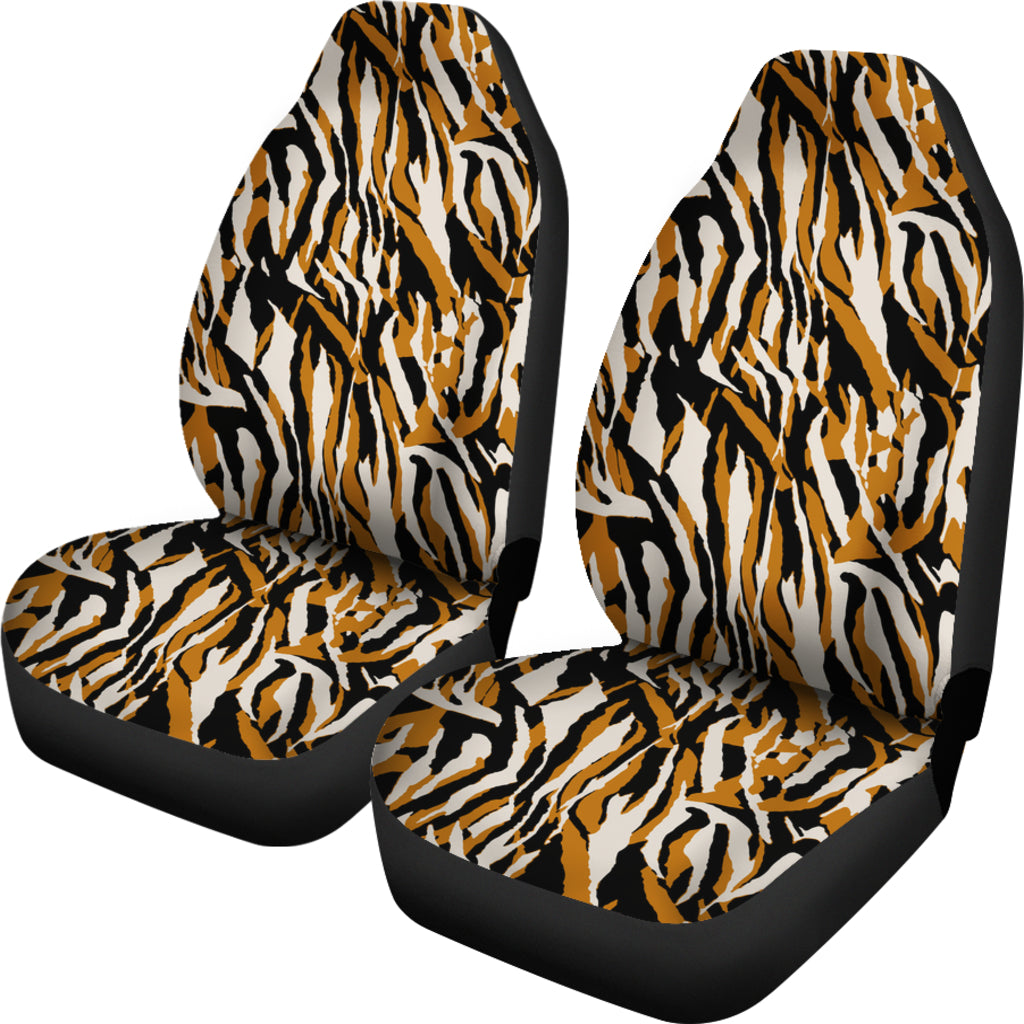 Orange And White Zebra Seat Covers