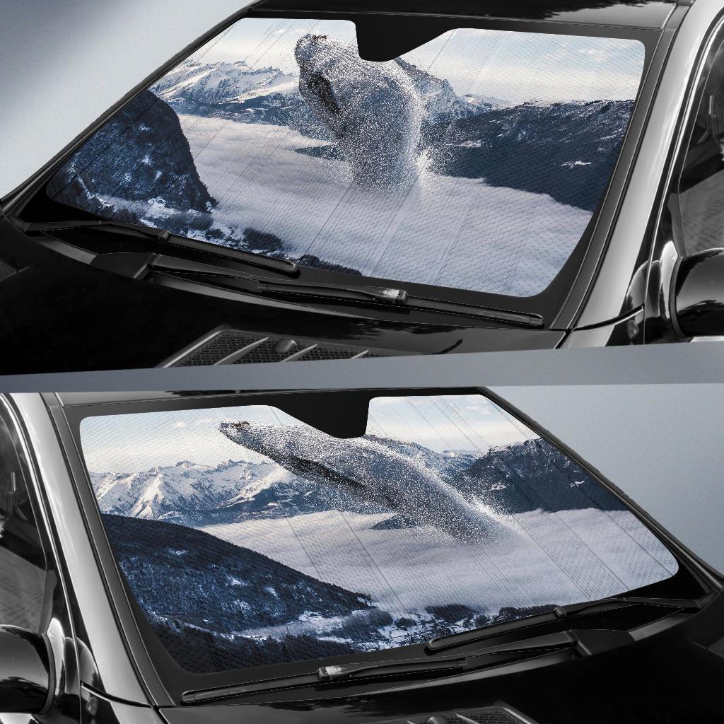 Whale Fog Mountains Winter Hd 4K Car Sun Shade Gift Ideas 2022