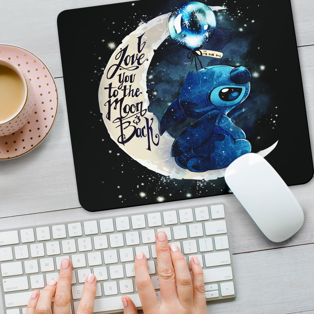 Stitch Love Moon And Back Premium Custom Mouse Pads