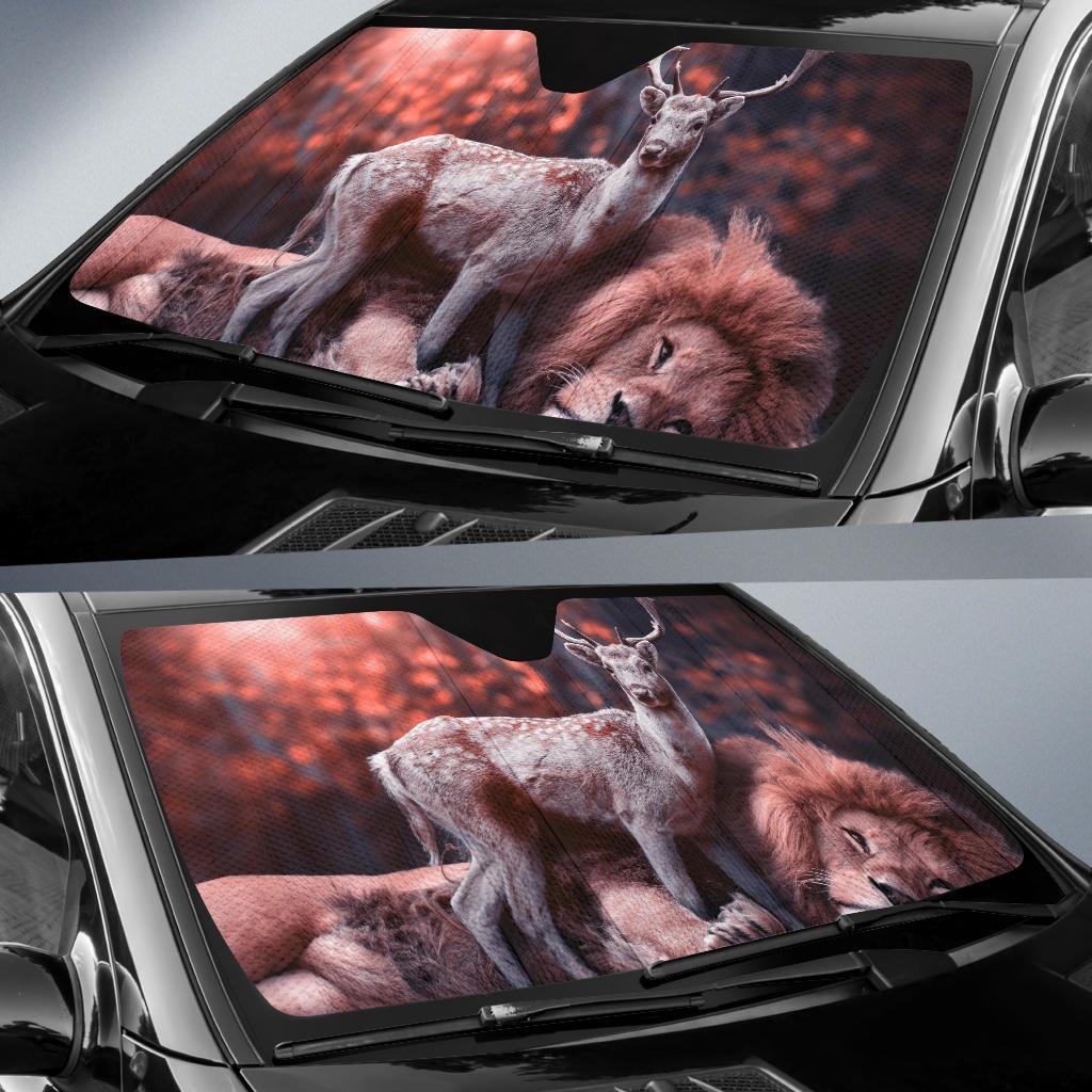 Lion Deer Wildlife Dream 5K Car Sun Shade Gift Ideas 2022