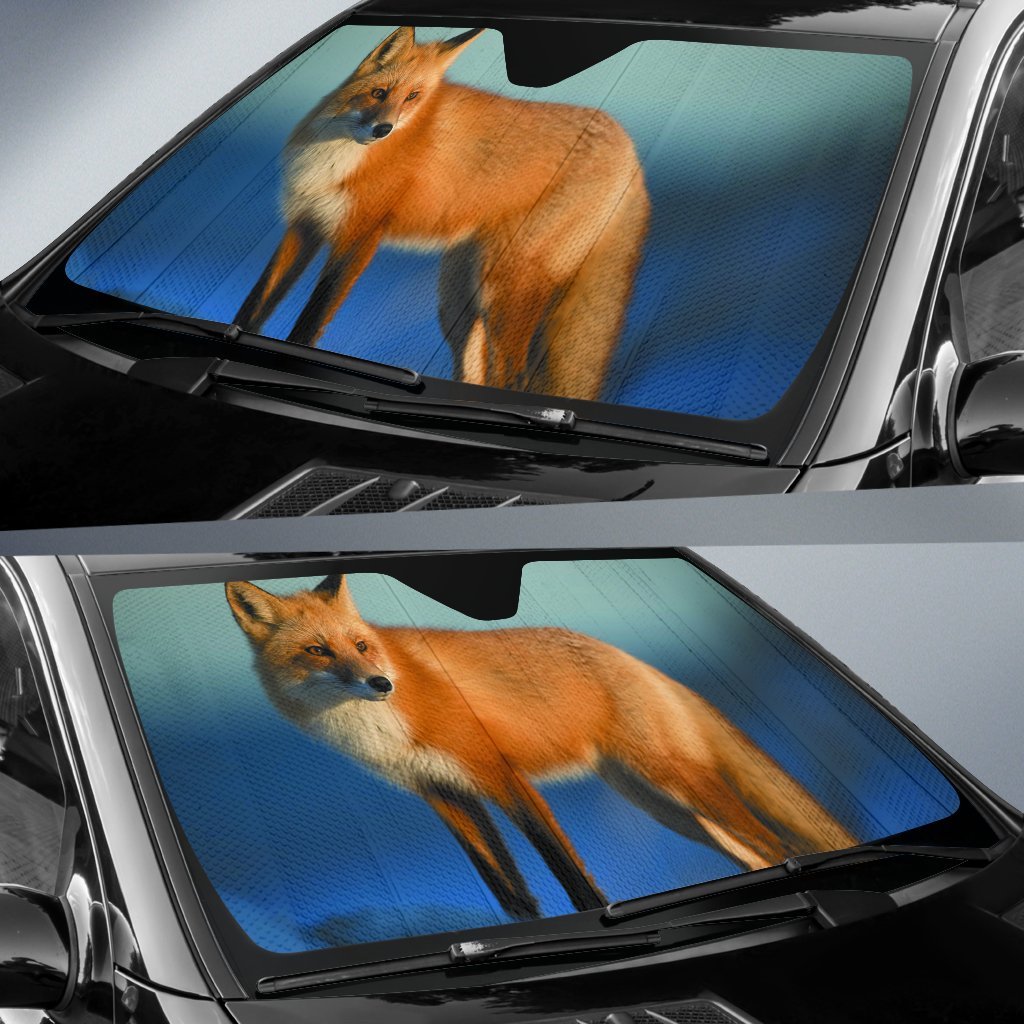 Snow Fox In Blue Theme Car Auto Sunshades Amazing Best Gift Ideas 2022