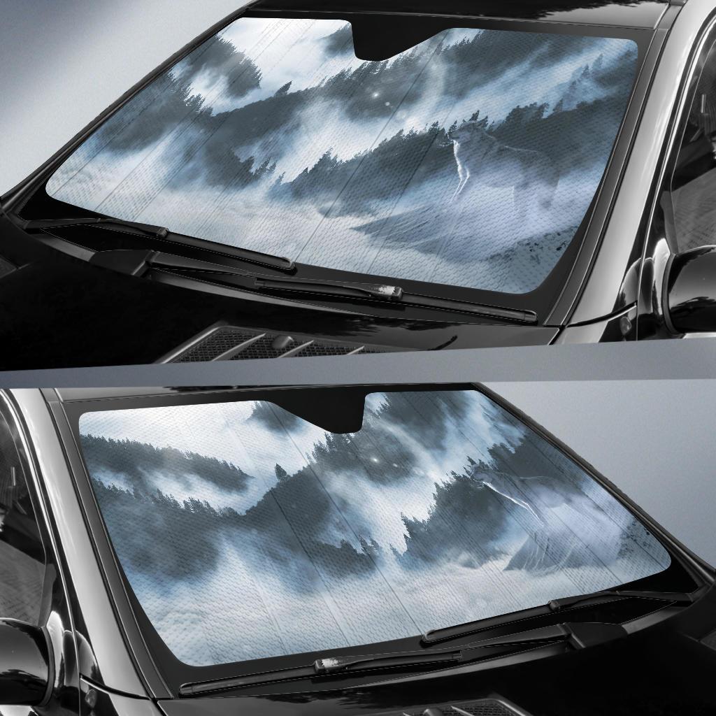 Arctic Wolf White Wolf Winter Mountains 4K Car Sun Shade Gift Ideas 2022