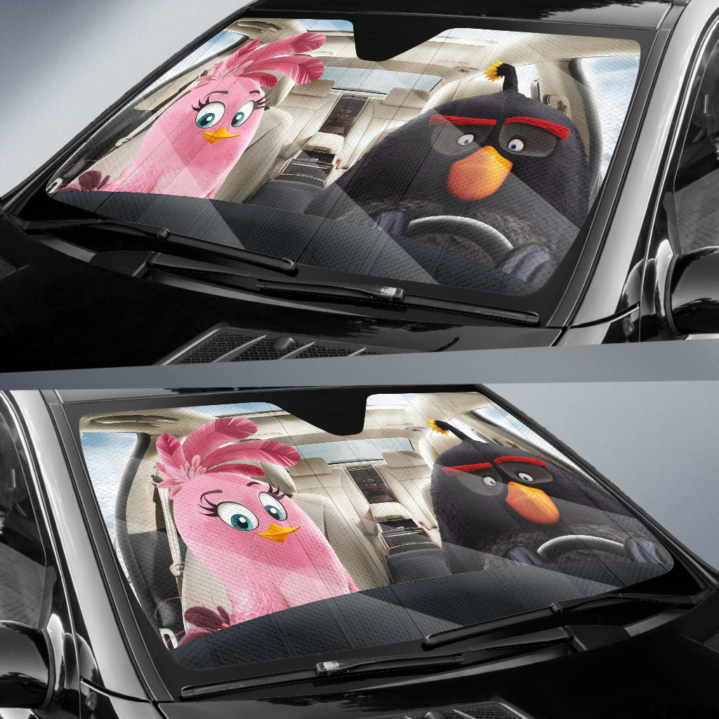 Angry Bird And Pink Angry Bird Auto Sun Shades