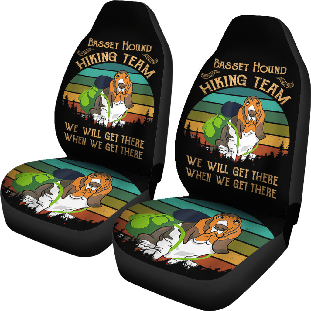 Basset Hound Hiking Team We Will Get There Vintage Car Seat Covers