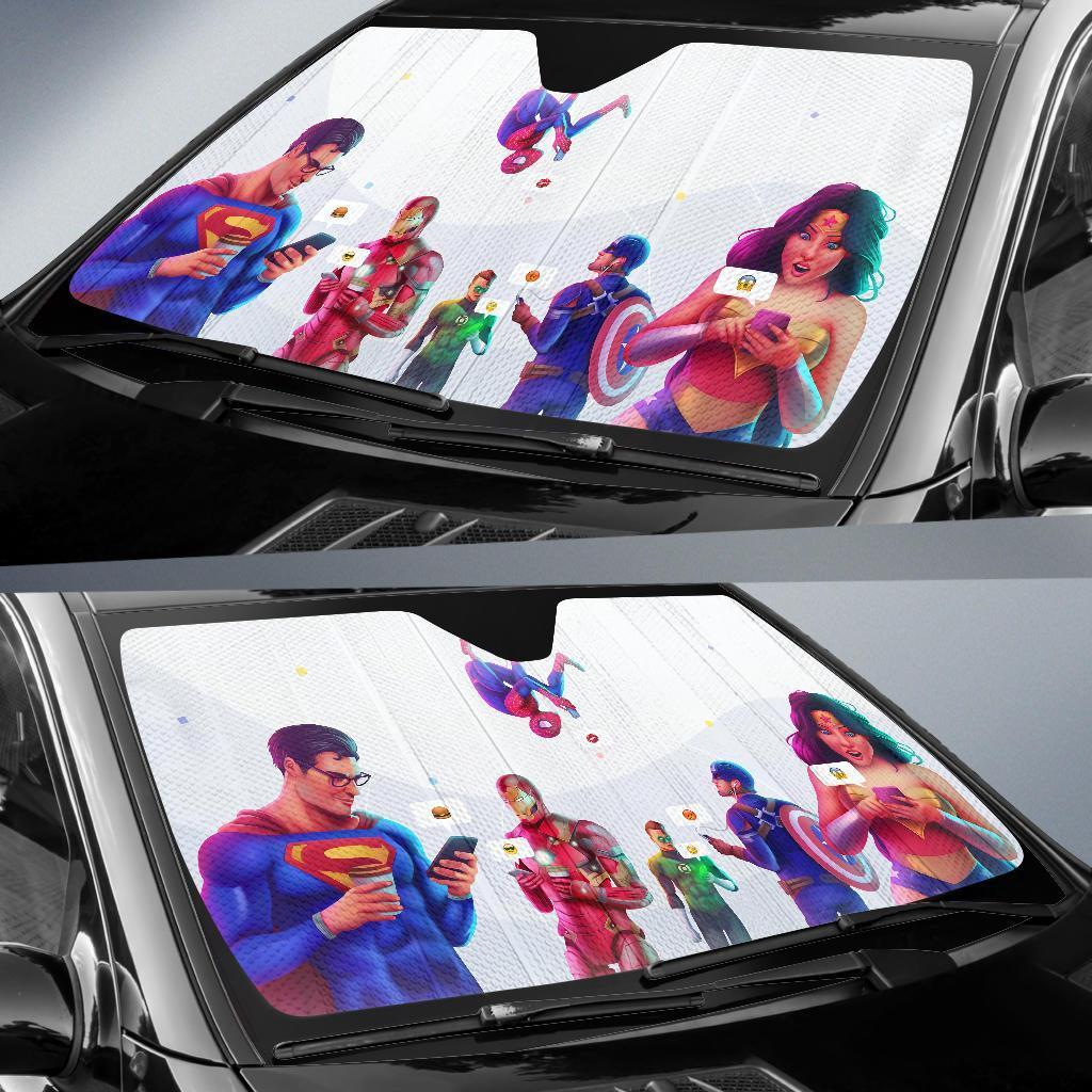 Super Heroes Chatting Car Sun Shades Amazing Best Gift Ideas 2022