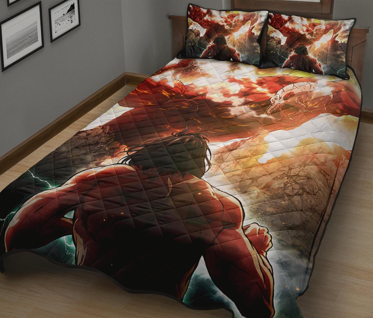 Attack On Titan 8 Anime Quilt Bed Set Pillow Case Amazing Decor Gift Ideas