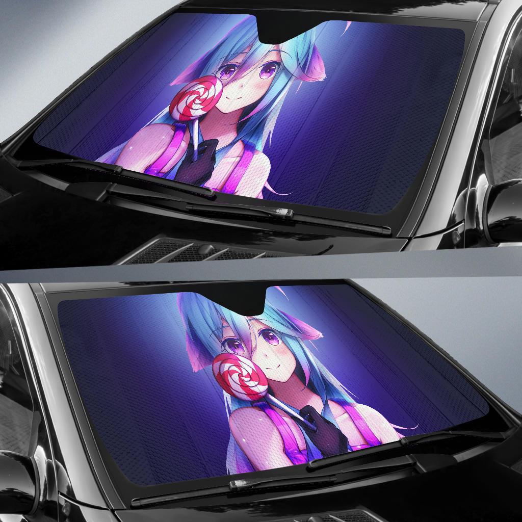 Anime Girl Girly Lollipop 4K Car Sun Shade Gift Ideas 2022