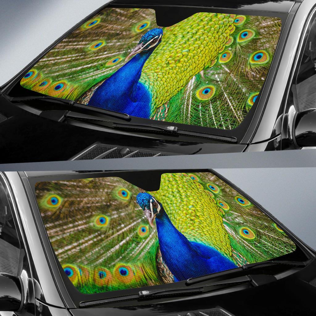 Peafowl Indian Peacock Hd 4K Car Sun Shade Gift Ideas 2022