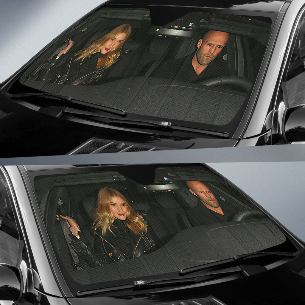 Rosie Huntington-Whiteley & Jason Statham Car Auto Sun Shade