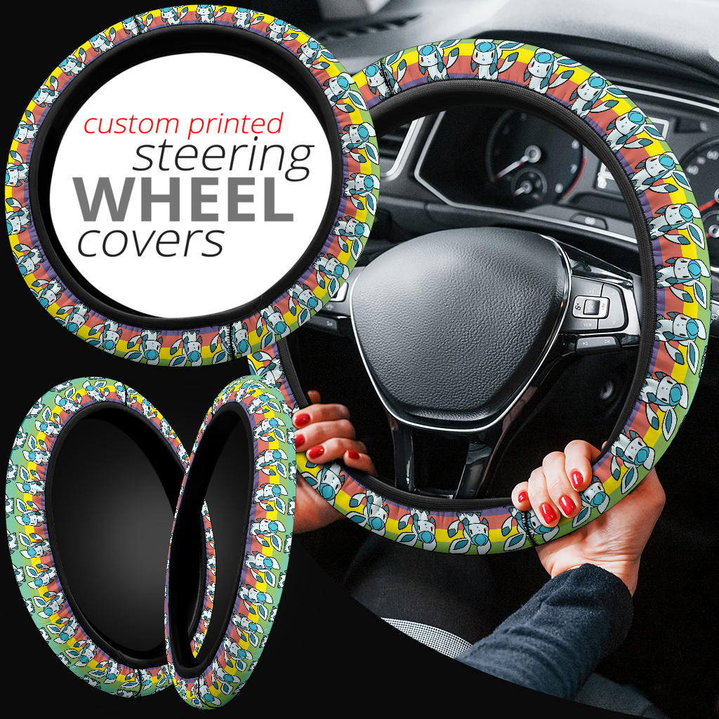 Glaceon Pokemon Anime Custom Car Steering Wheel Cover