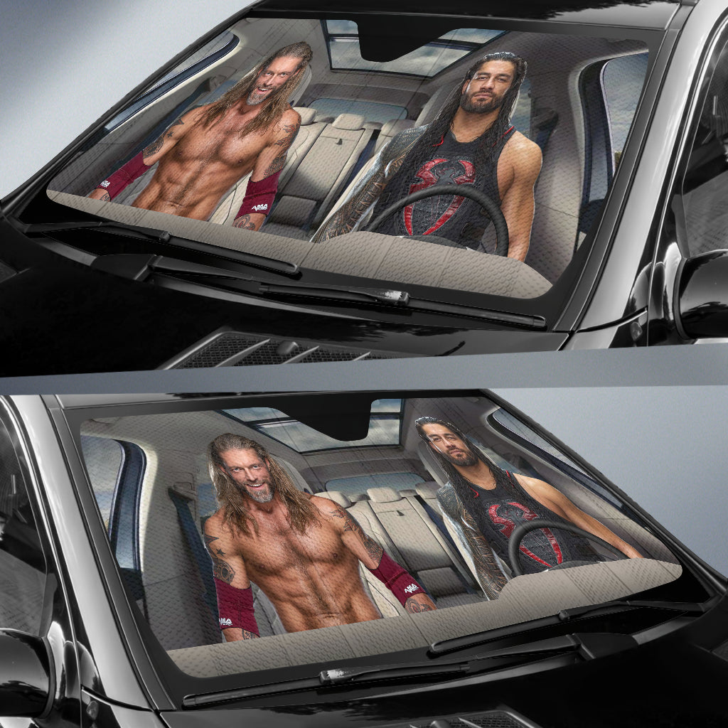 Roman Reigns Vs. Edge Wwe Driving Auto Sun Shade