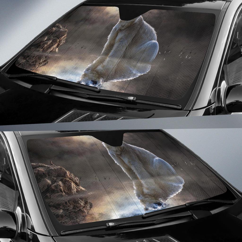 Polar Bear Moon Reflections Man Rocks Dream Birds 5K Car Sun Shade Gift Ideas 2022