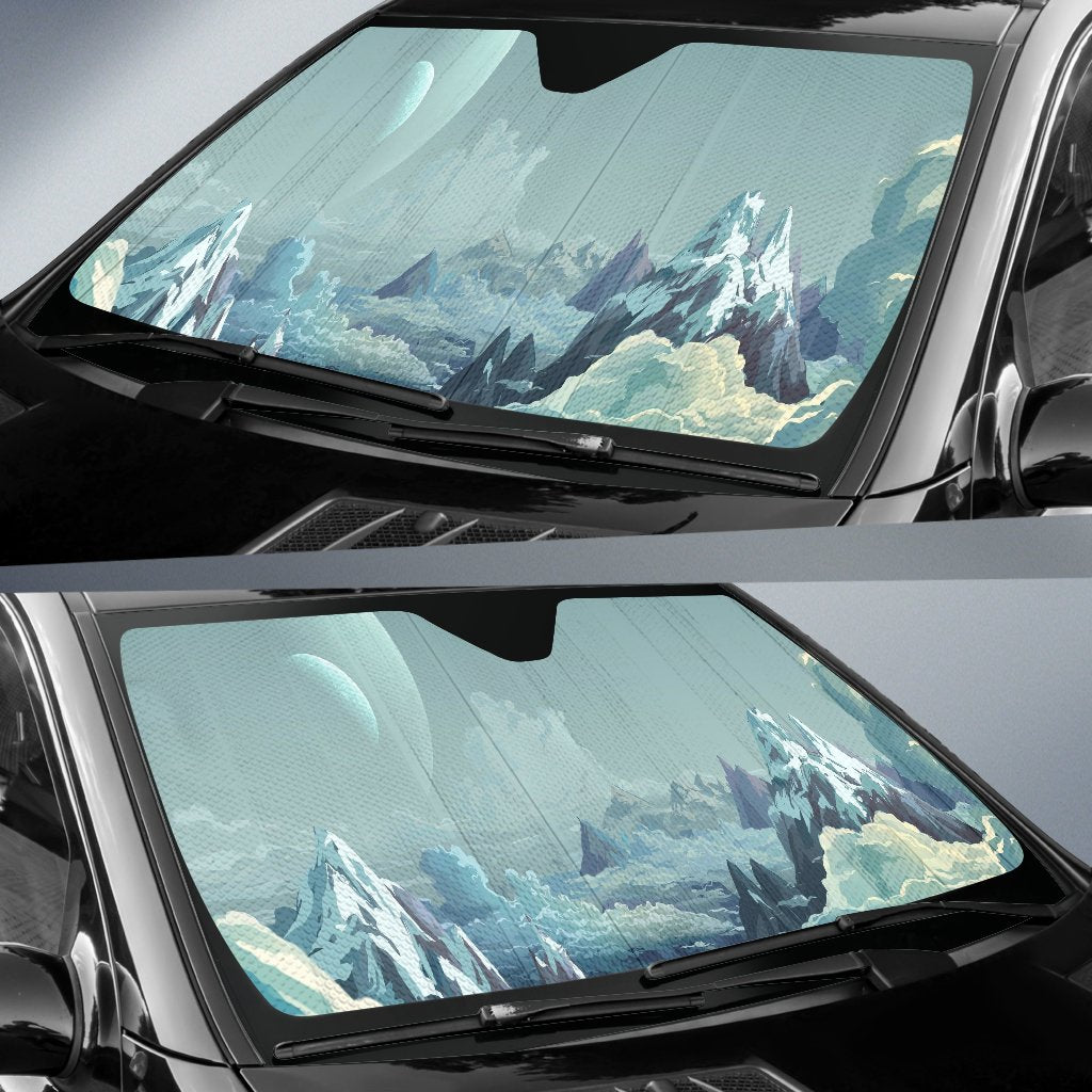 Mountain With Whit Clouds Sun Shade Gift Ideas 2022