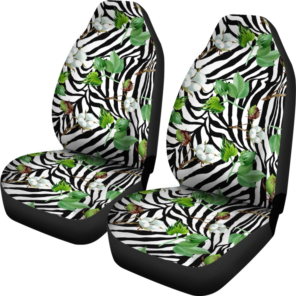 White Flower Zebra Seat Covers