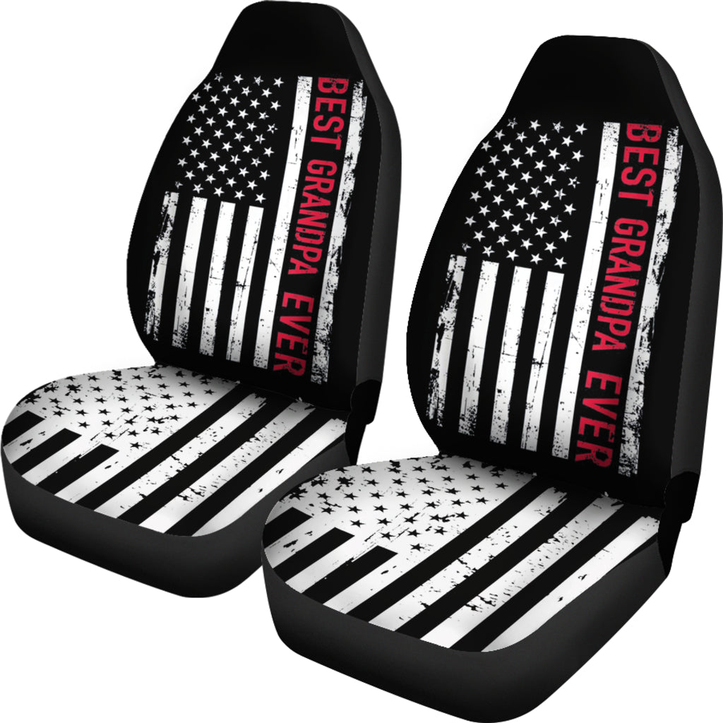 Best Grandpa Ever Us American Flag Car Seat Covers