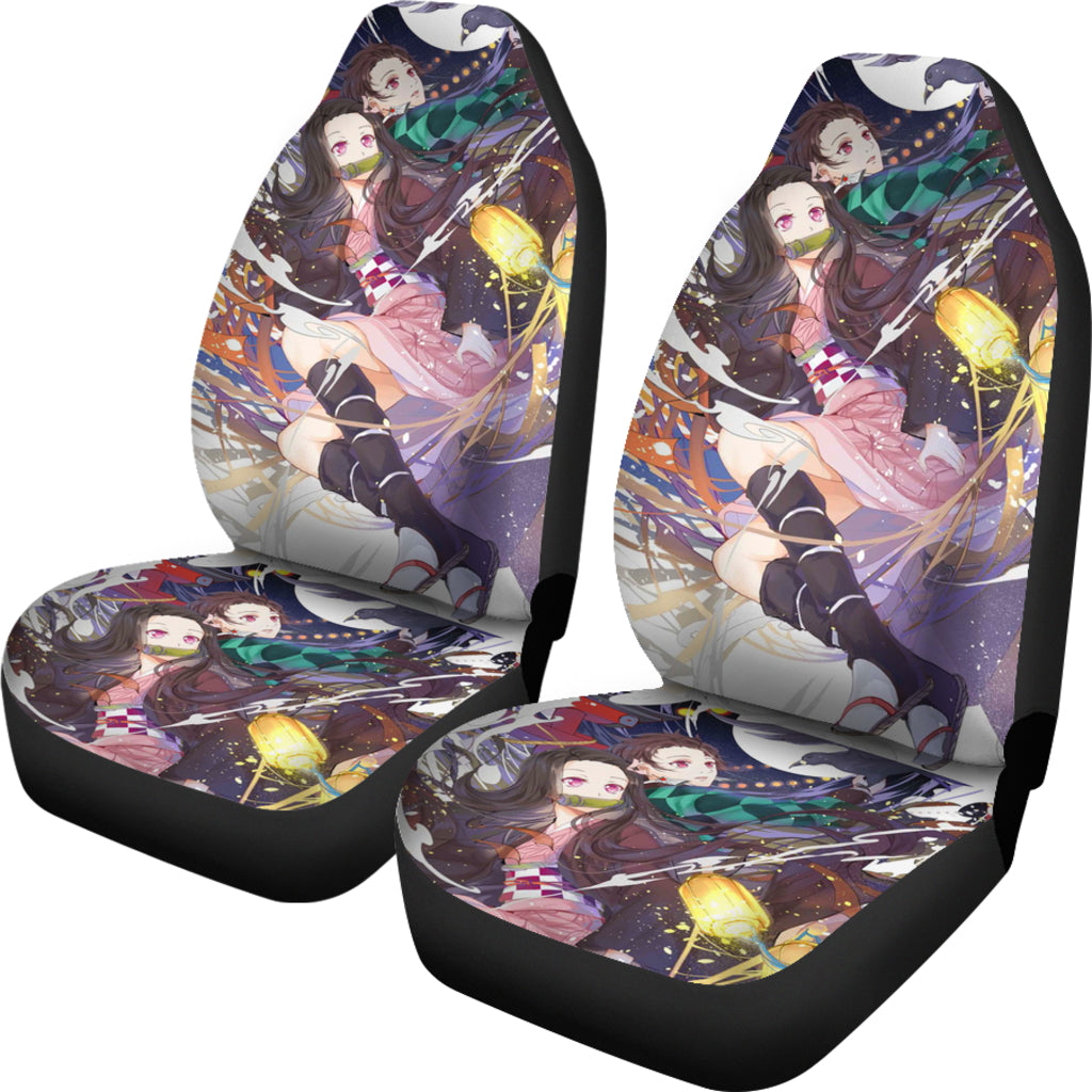 New Tanjiro Kamado And Nezuko Art Demon Slayer Car Seat Covers Gift For Fan Anime