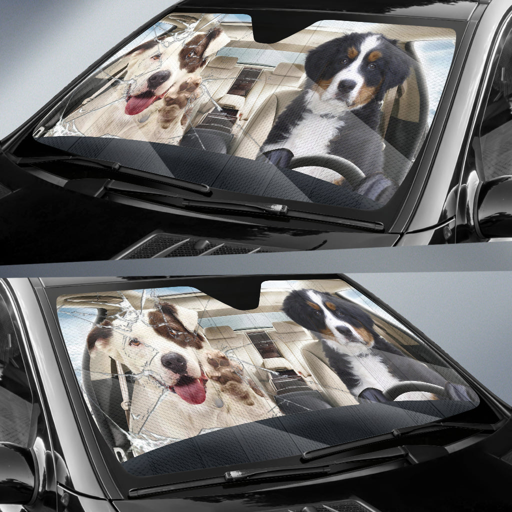 Border Collie Dog And Dog-Grooming Car Sunshade