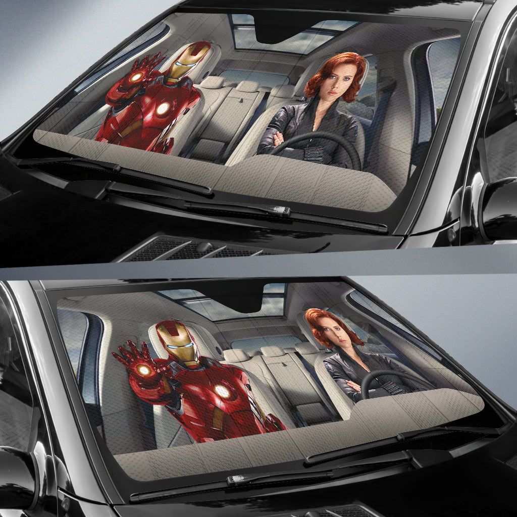 Black Widow And Iron Man Auto Sun Shade