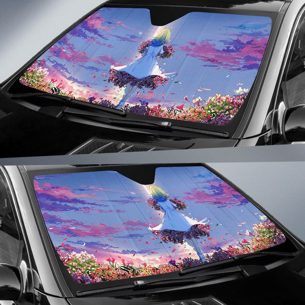 Anime Girl Spring Flowers Girly Hd Car Sun Shade Gift Ideas 2021