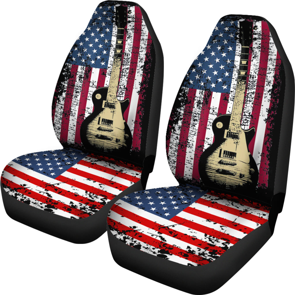 Vintage Us Flag Guitar Car Seat Covers