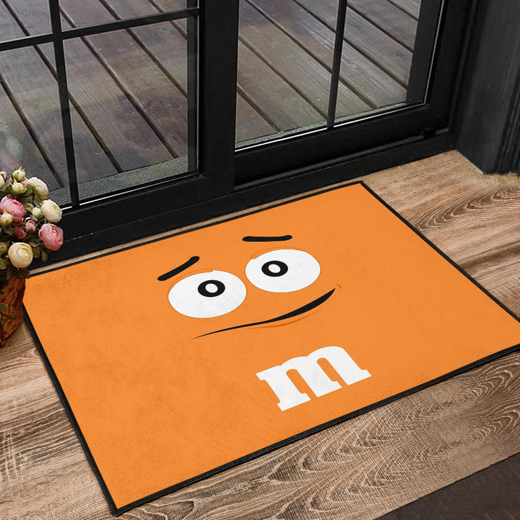 Chocolate M&M Orange Door Mats