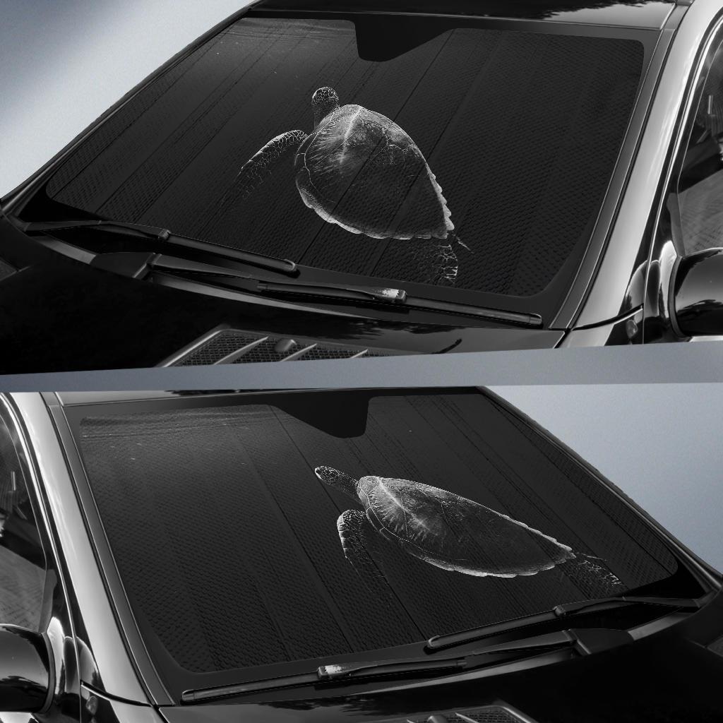 Turtle Tortoise Underwater Monochrome 4K Car Sun Shade Gift Ideas 2022