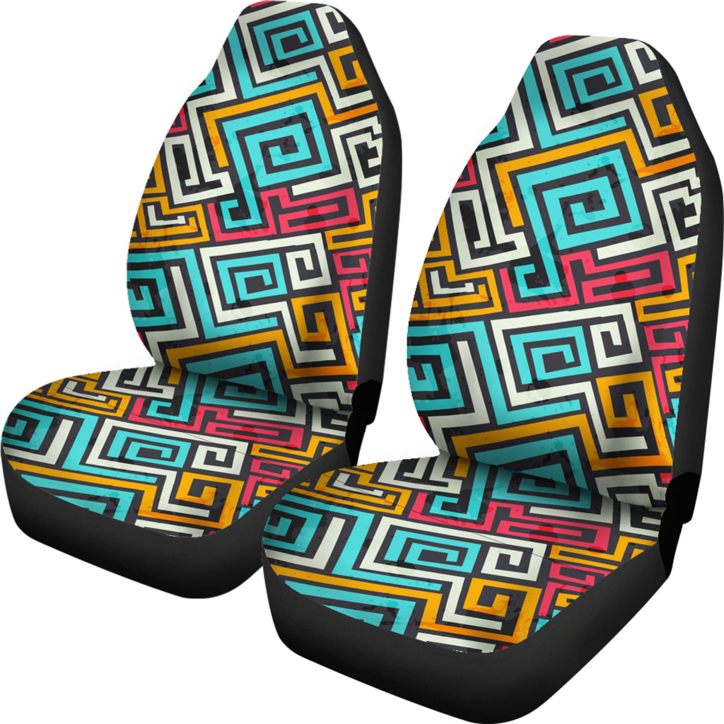 Colored Square Spiral Pattern Car Seat Covers