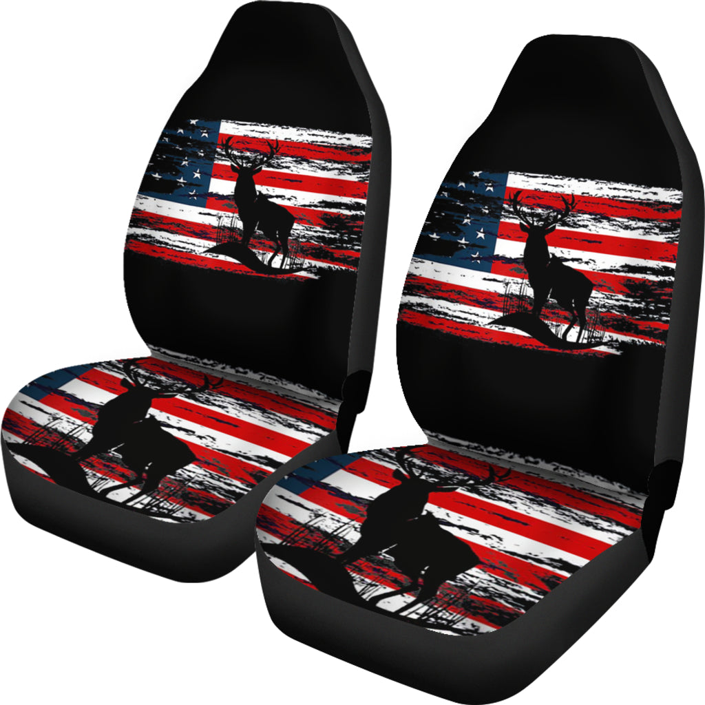 American Deer Hunter Patriotic Vintage Us Flag Copy Car Seat Covers
