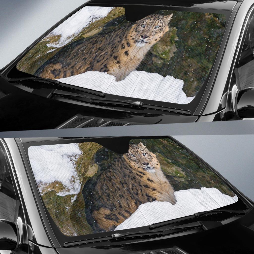 Villy Snow Leopard Cave Snow 4K Car Sun Shade Gift Ideas 2022