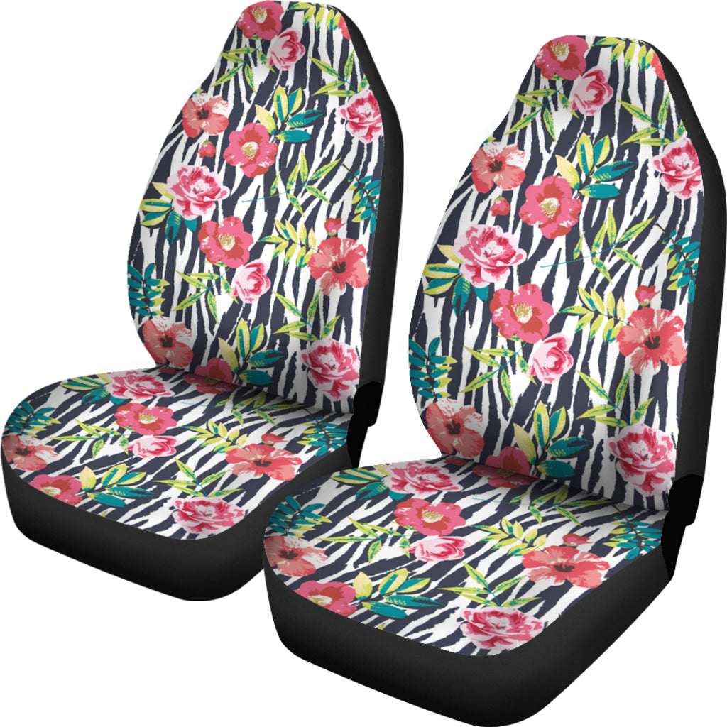 Red Flower Zebra Seat Covers