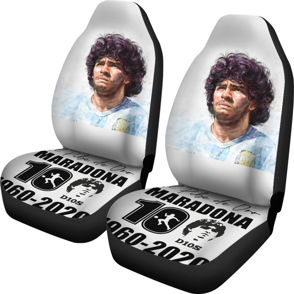 Cool Art White Diego Armando Maradona 10 Rip 1969 2022 Car Seat Covers Gift For Fooball