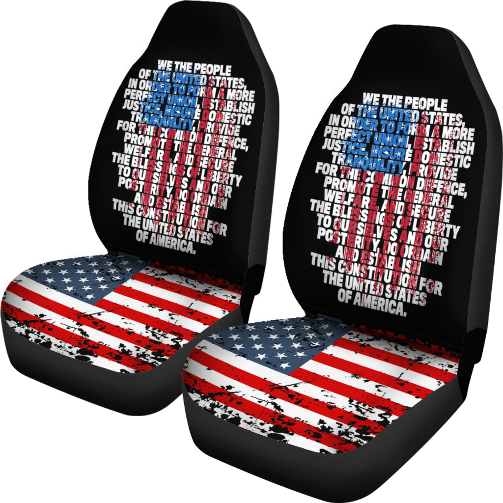 Us Constitution We The People With Vintage Flag Car Seat Covers