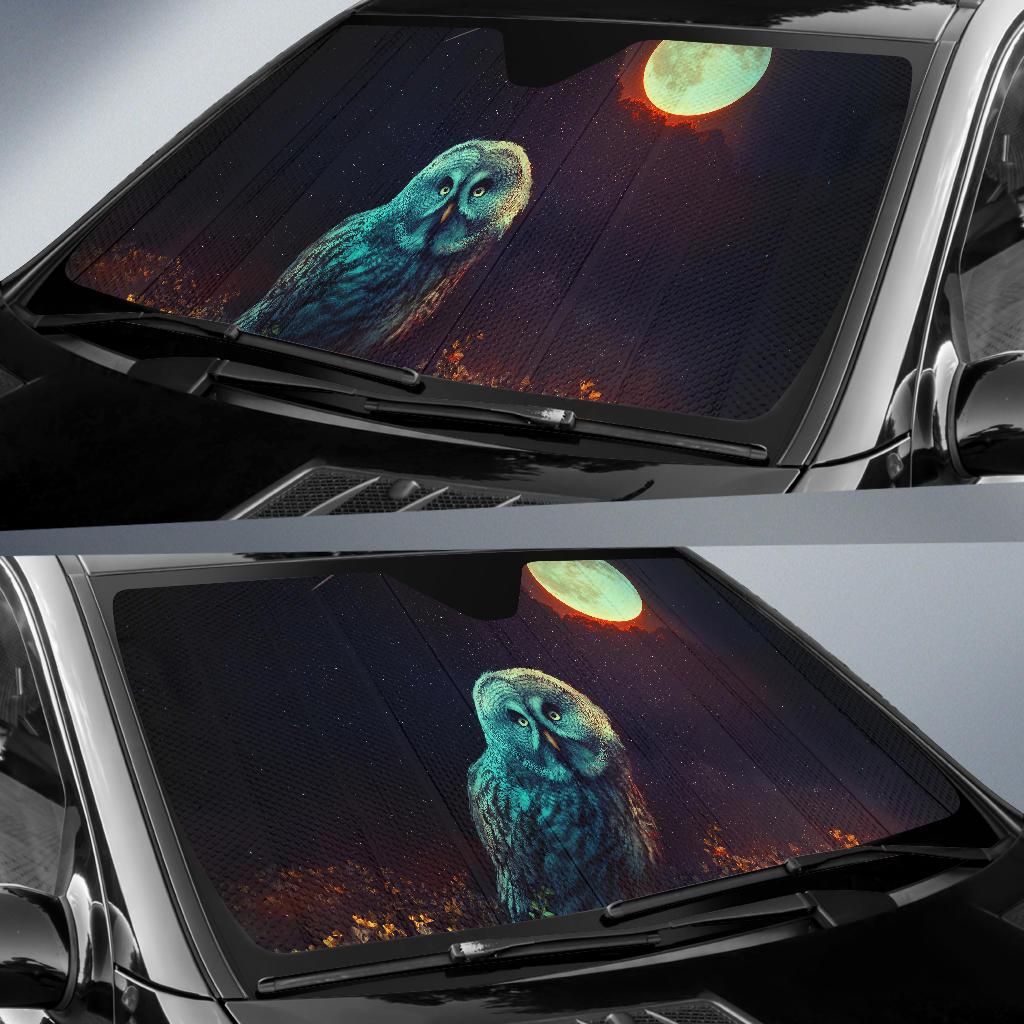 Owl Night Full Moon Surreal Hd Car Sun Shade Gift Ideas 2022