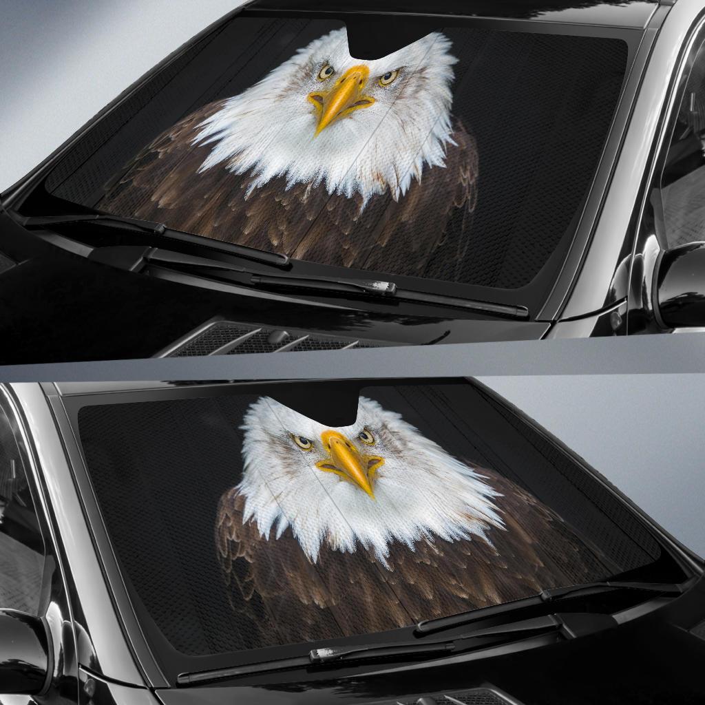 Bald Eagle North America Bird Dark Background 4K 8K Car Sun Shade Gift Ideas 2022