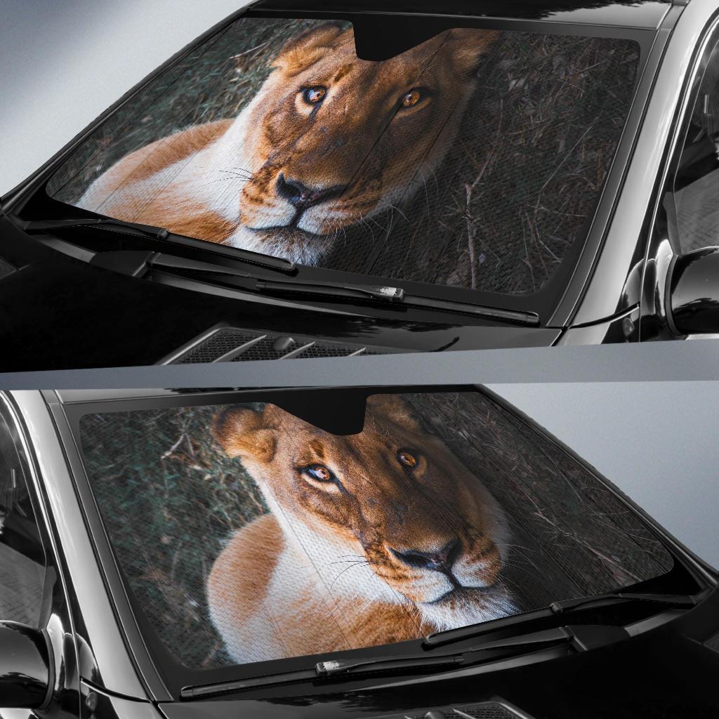 Lioness Female Lion Close Up 4K Car Sun Shade Gift Ideas 2021