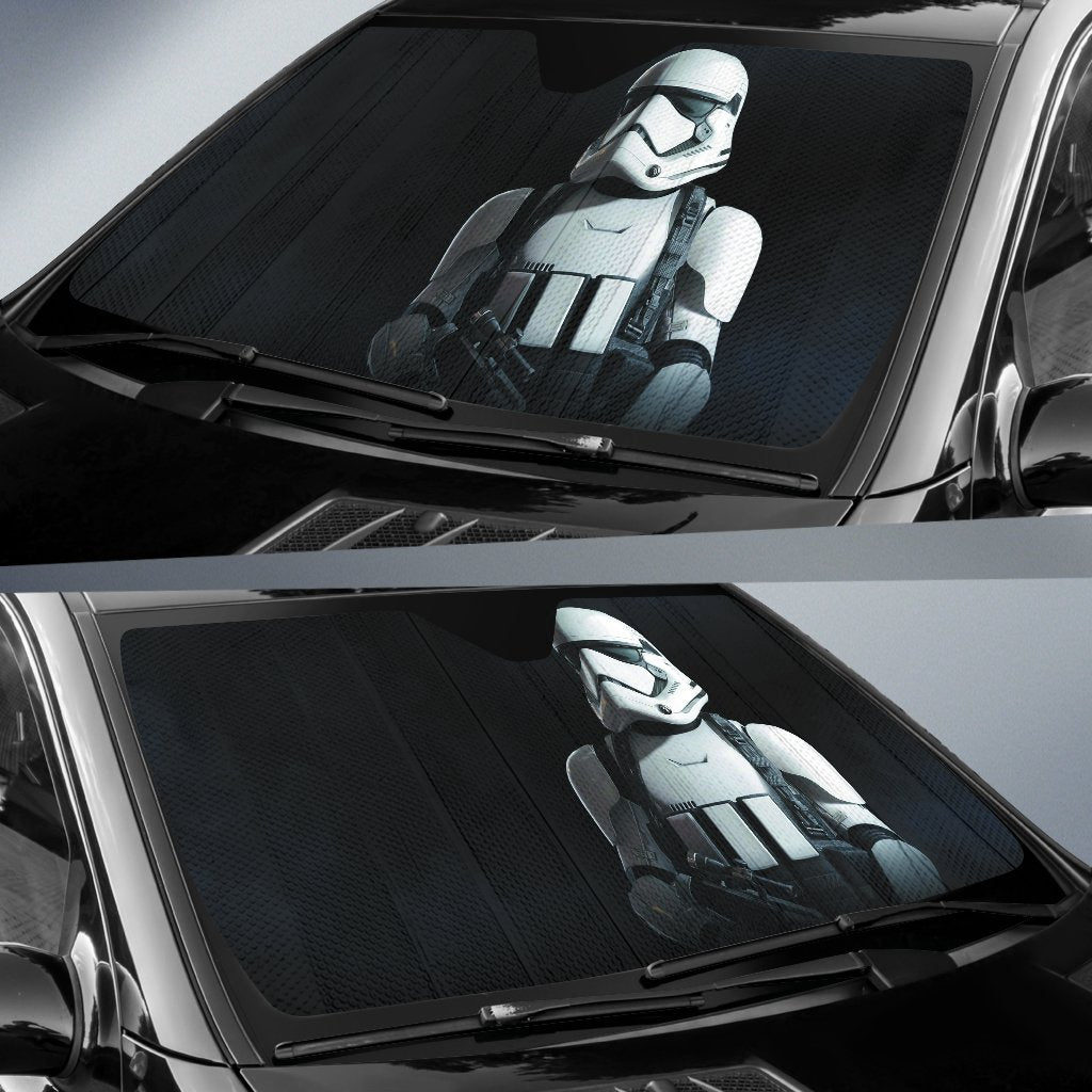 White Solider Starwar In Black Theme Car Auto Sunshades Amazing Best Gift Ideas 2022