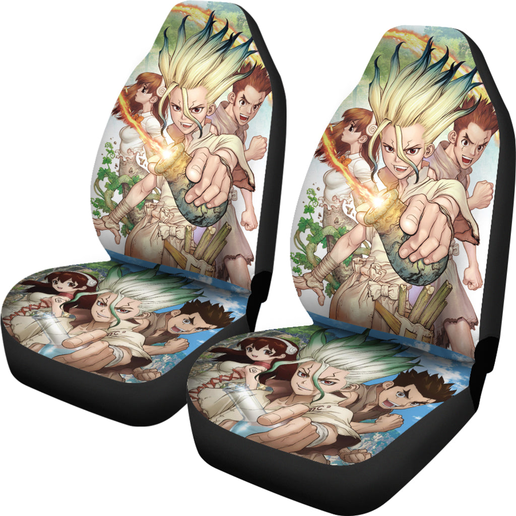 New Senku Taiju And Yuzuriha Dr. Stone Stone Wars Car Seat Covers Gift For Fan Anime