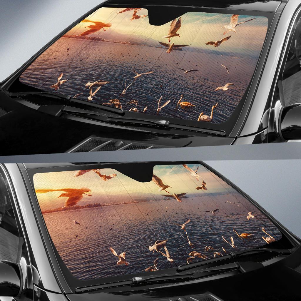 Seagulls Sunset Hd 4K Car Sun Shade Gift Ideas 2021