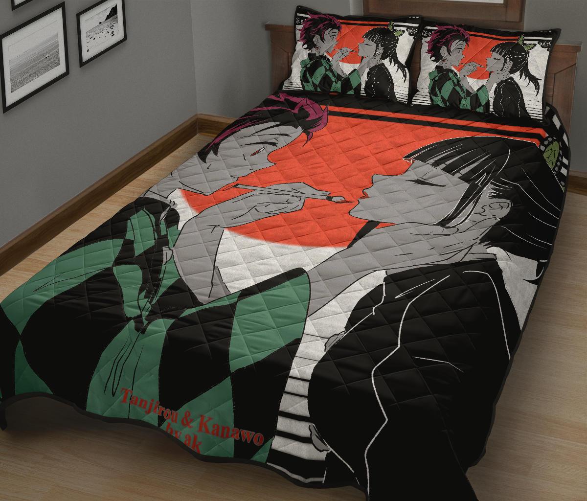 Tanjiro Kamado Demon Slayer Anime Quilt Bed Set Pillow Case Amazing Decor Gift Ideas 1