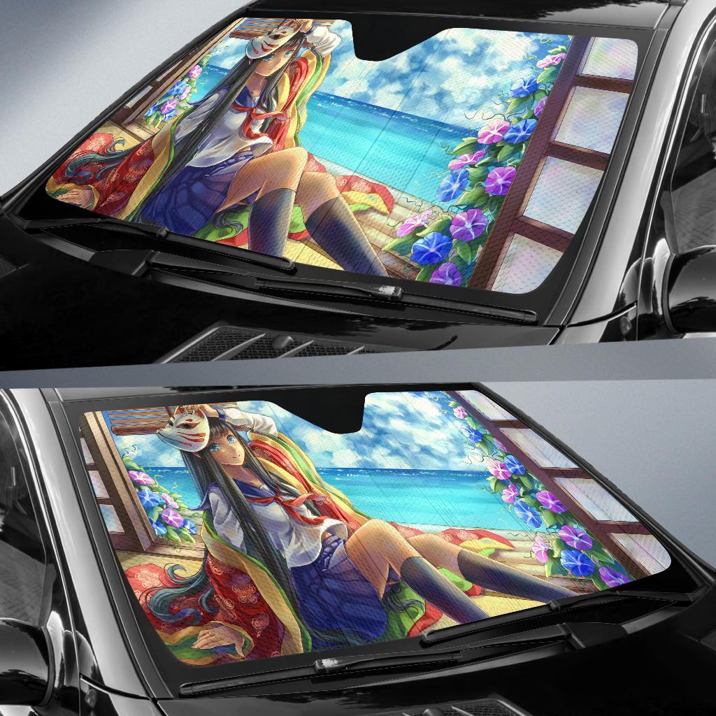 Anime Girl School Girl Hd Car Sun Shade Gift Ideas 2021