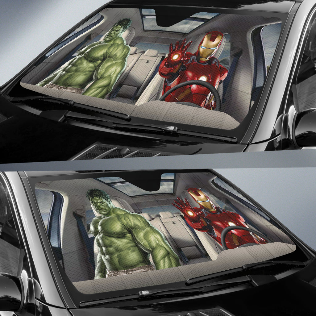 Hulk And Iron Man Auto Sun Shade