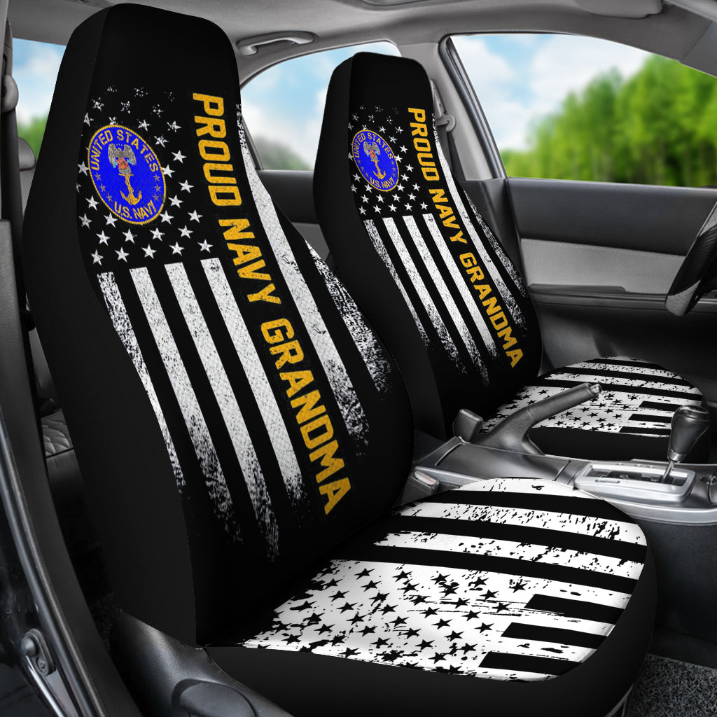 American Flag Proud Us Navy Veteran Grandma Car Seat Covers